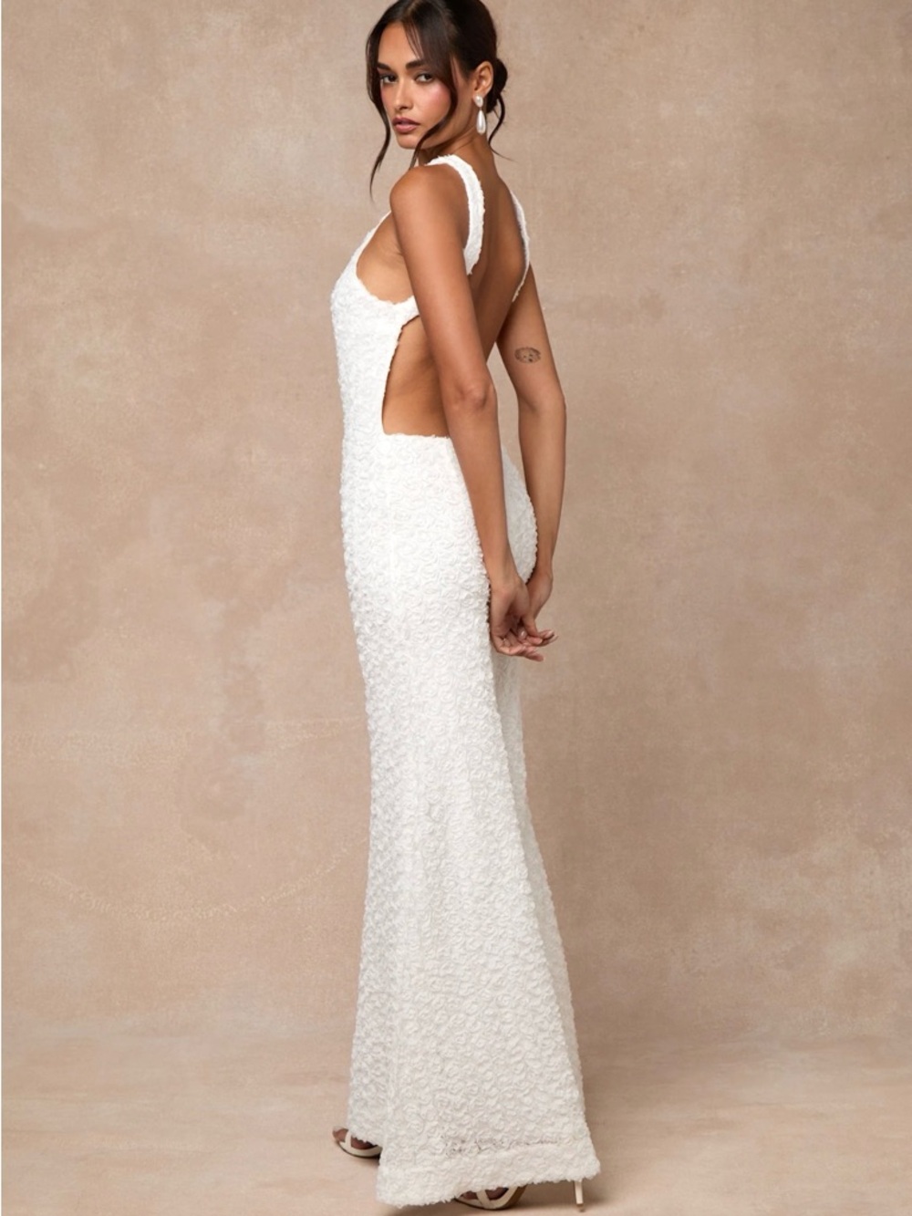 Lulu's White Halter Textured Maxi Dress - Picture 4 of 12